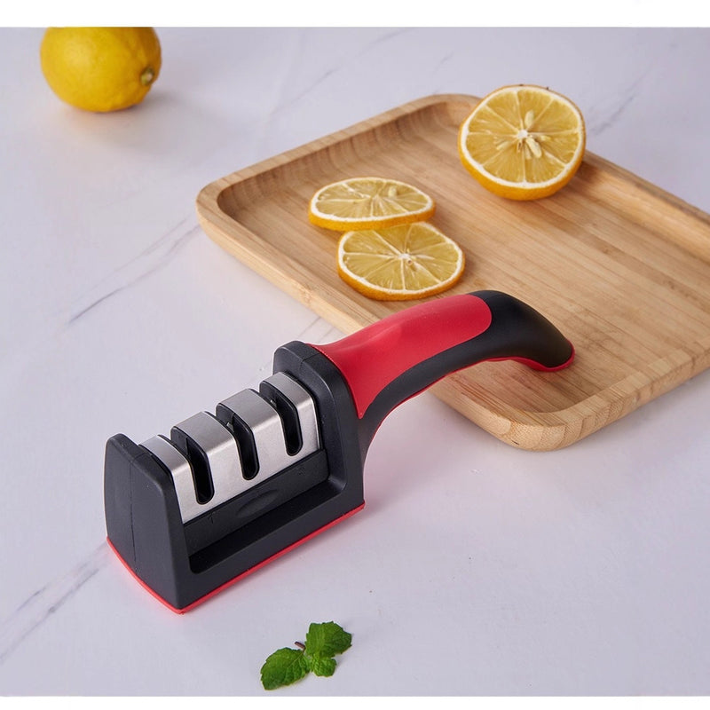 Afiador de facas popular de três estágios para uso doméstico, adequado para facas de cozinha, afiação fina, ferramenta de afiação rápida para uso comercial.