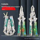 Descascador de fios dobrável multifuncional com medição, enrolamento, prensagem, cortador de cabos, ferramenta de descascamento de fios elétricos.