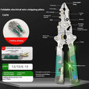 Descascador de fios dobrável multifuncional com medição, enrolamento, prensagem, cortador de cabos, ferramenta de descascamento de fios elétricos.