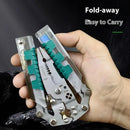 Descascador de fios dobrável multifuncional com medição, enrolamento, prensagem, cortador de cabos, ferramenta de descascamento de fios elétricos.