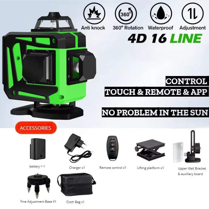 tripé/nivelar a laser 16 linhas laser profissional nível linha verde auto-nivelamento 360 autonivelante