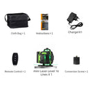 tripé/nivelar a laser 16 linhas laser profissional nível linha verde auto-nivelamento 360 autonivelante