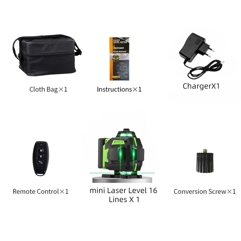 tripé/nivelar a laser 16 linhas laser profissional nível linha verde auto-nivelamento 360 autonivelante