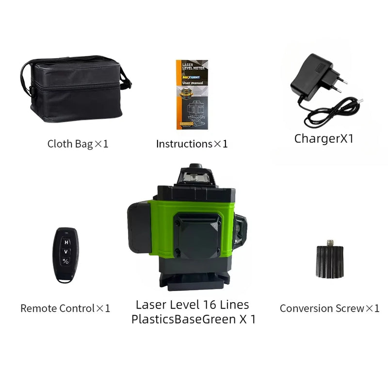 tripé/nivelar a laser 16 linhas laser profissional nível linha verde auto-nivelamento 360 autonivelante