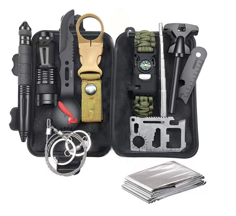 Kit de ferramentas multifuncional para aventura, autodefesa e primeiros socorros para sobrevivência na natureza Amazon SOS Campus Outdoor.